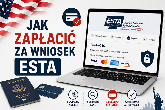 Jak zapłacić za wniosek ESTA do USA online