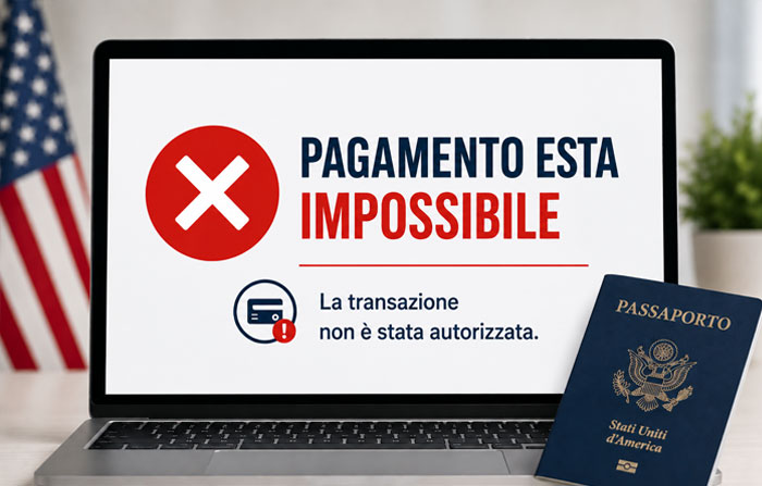 Pagamento ESTA non funzionante durante una richiesta per gli Stati Uniti