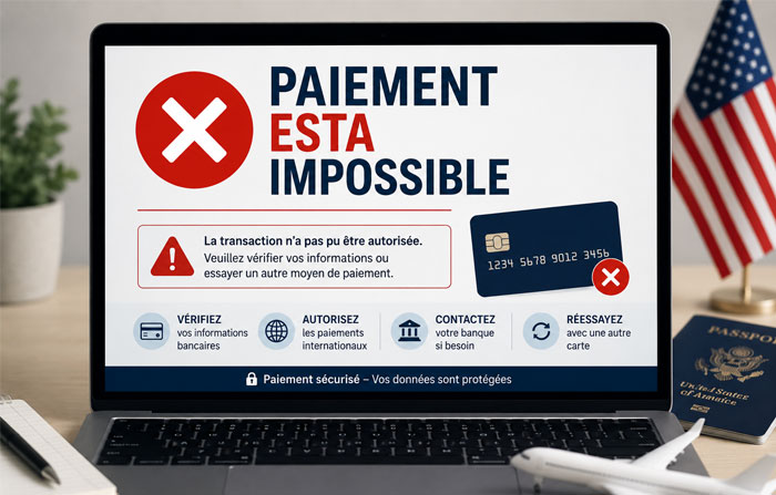 Paiement ESTA impossible lors d’une demande pour les États-Unis